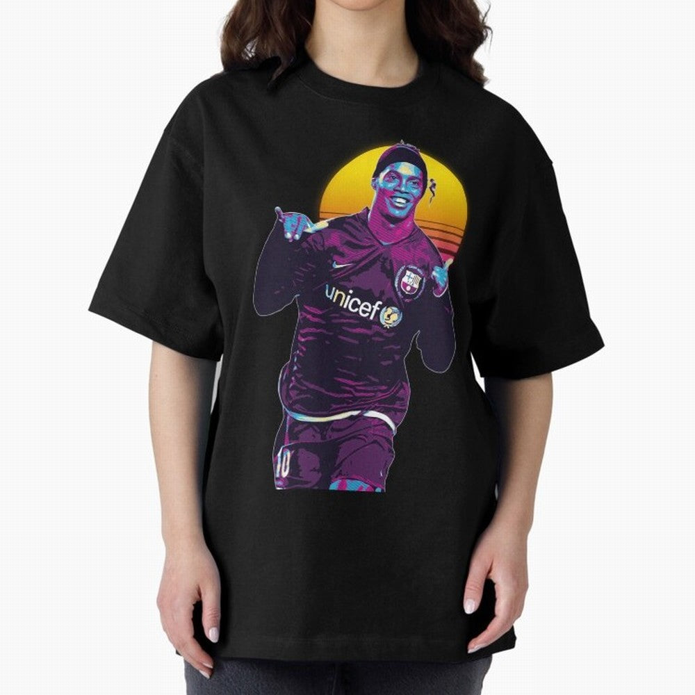 ronaldinho retro Oversized T-Shirt Celebrate National Team Dreams in FIFA World Cup 2026 for Fans of Cristiano Ronaldo, Haaland and CR7 and France, Bringing Football History, Final Match Energy, Crowd Noise and Once in a Lifetime Moments; Ideal for