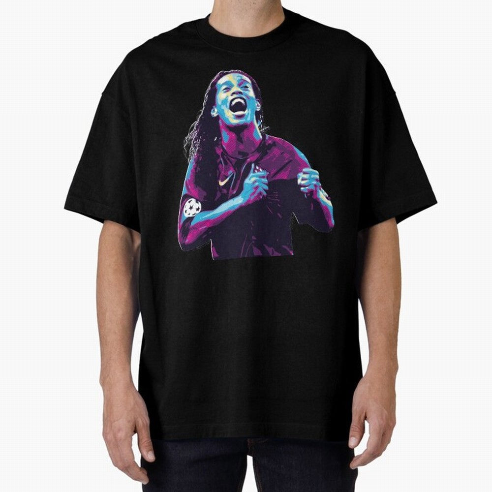 ronaldinho Oversized T-Shirt Honor Football Greatness during FIFA World Cup 2026 for Fans of Mbappe and Brazil, Bringing Football History, Final Match Energy, Crowd Noise and Once in a Lifetime Moments; Perfect for Supporters Who Want Bold Football