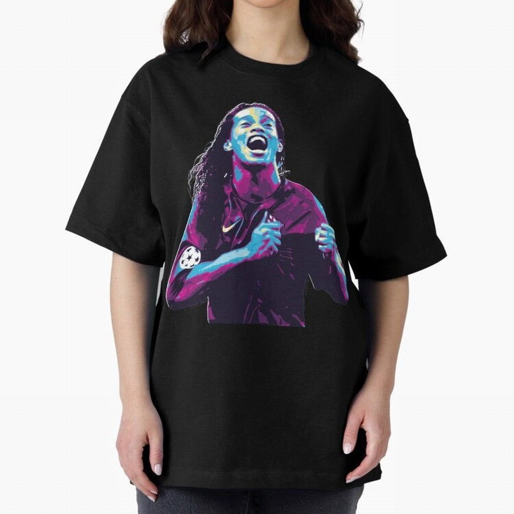 ronaldinho Oversized T-Shirt Honor Football Greatness during FIFA World Cup 2026 for Fans of Mbappe and Brazil, Bringing Football History, Final Match Energy, Crowd Noise and Once in a Lifetime Moments; Perfect for Supporters Who Want Bold Football