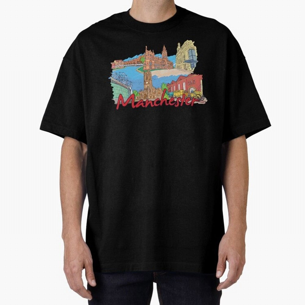 Manchester Oversized T-Shirt Celebrate Every Goal in Match Day Hype around FIFA World Cup 2026 USA Canada Mexico, Messi and Cristiano Ronaldo, Portugal, Retro Football Energy, Iconic Rivalries, Trophy Chase Drama and Stadium Atmosphere; Great for