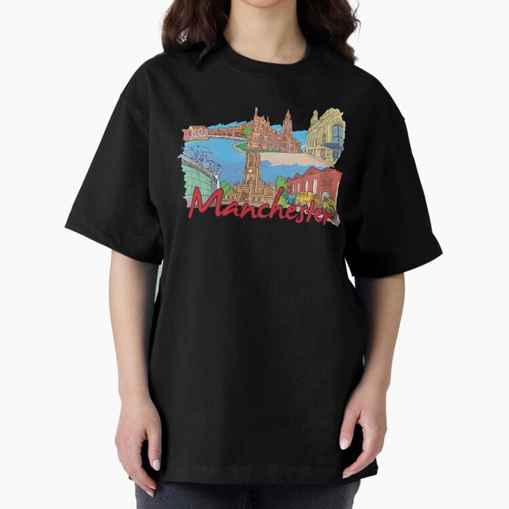Manchester Oversized T-Shirt Celebrate Every Goal in Match Day Hype around FIFA World Cup 2026 USA Canada Mexico, Messi and Cristiano Ronaldo, Portugal, Retro Football Energy, Iconic Rivalries, Trophy Chase Drama and Stadium Atmosphere; Great for