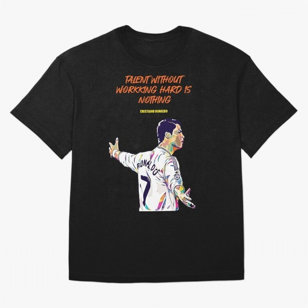 Cristiano Ronaldo Motivational Quote Oversized T-Shirt Show Support during FIFA World Cup 2026 USA Canada Mexico Filled with Mbappe, Portugal Energy, Stadium Chants, National Pride, Trophy Dreams and Unforgettable Football Memories; Great for Watch