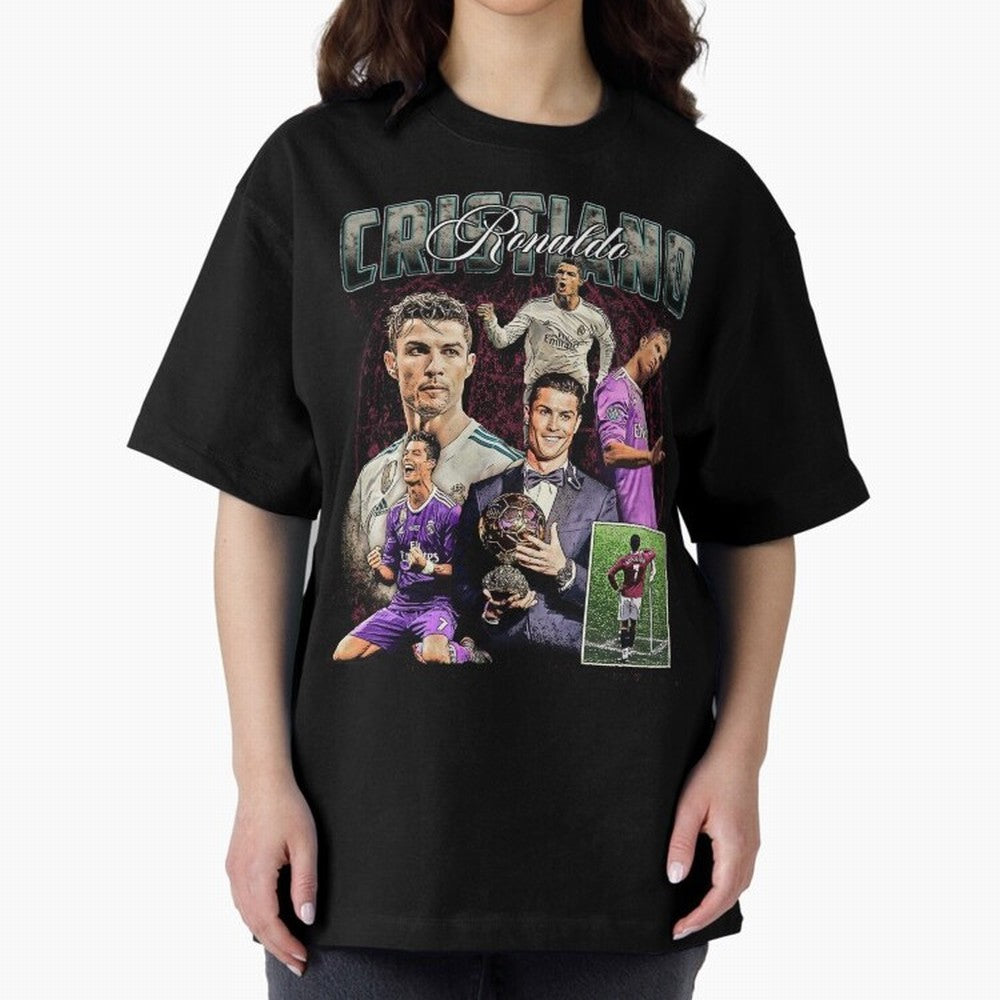 Cristiano Ronaldo Bootleg design Oversized T-Shirt Bring a Vintage Feel to FIFA World Cup 2026 USA Canada Mexico Built around Neymar, Haaland and Cristiano Ronaldo, England and Germany Energy, Retro Football Energy, Iconic Rivalries, Trophy Chase