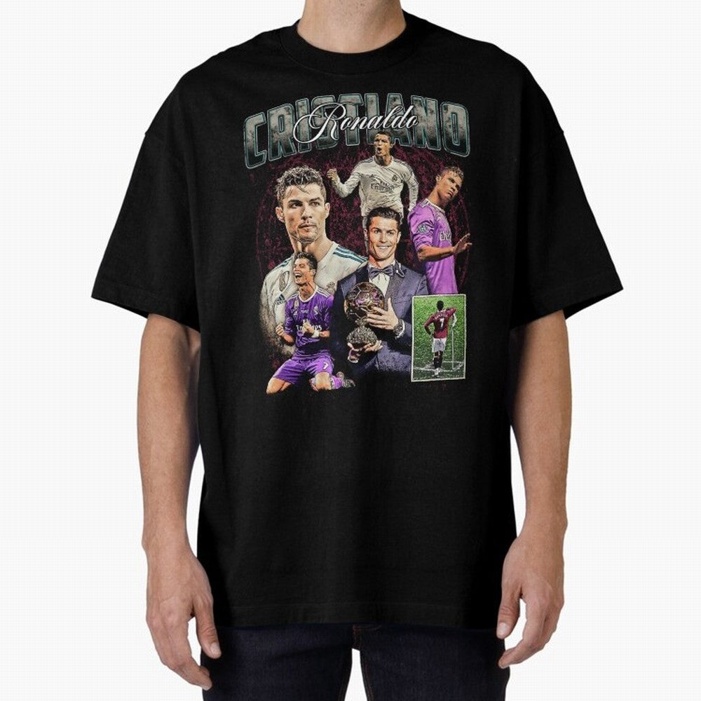 Cristiano Ronaldo Bootleg design Oversized T-Shirt Bring a Vintage Feel to FIFA World Cup 2026 USA Canada Mexico Built around Neymar, Haaland and Cristiano Ronaldo, England and Germany Energy, Retro Football Energy, Iconic Rivalries, Trophy Chase