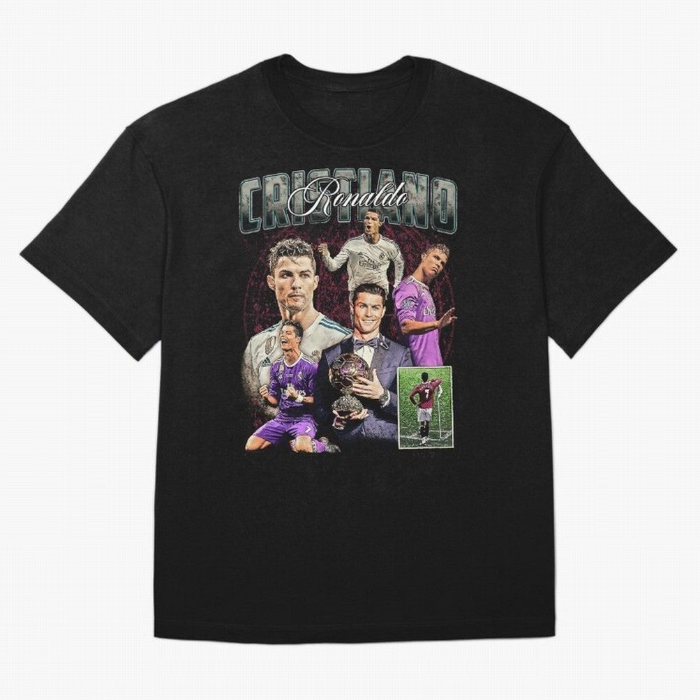 Cristiano Ronaldo Bootleg design Oversized T-Shirt Bring a Vintage Feel to FIFA World Cup 2026 USA Canada Mexico Built around Neymar, Haaland and Cristiano Ronaldo, England and Germany Energy, Retro Football Energy, Iconic Rivalries, Trophy Chase