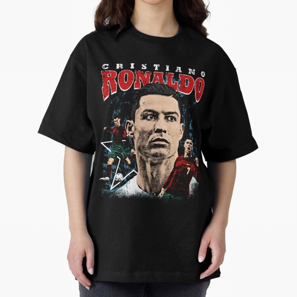 Cristiano Ronaldo CR7 Iconic T-Shirt Oversized T-Shirt Celebrate Golden Goal Energy in FIFA World Cup 2026 USA Canada Mexico for Fans of Messi, CR7 and Mbappe and Spain, Bringing Supporter Pride, Iconic Celebrations, Legendary Names and Global