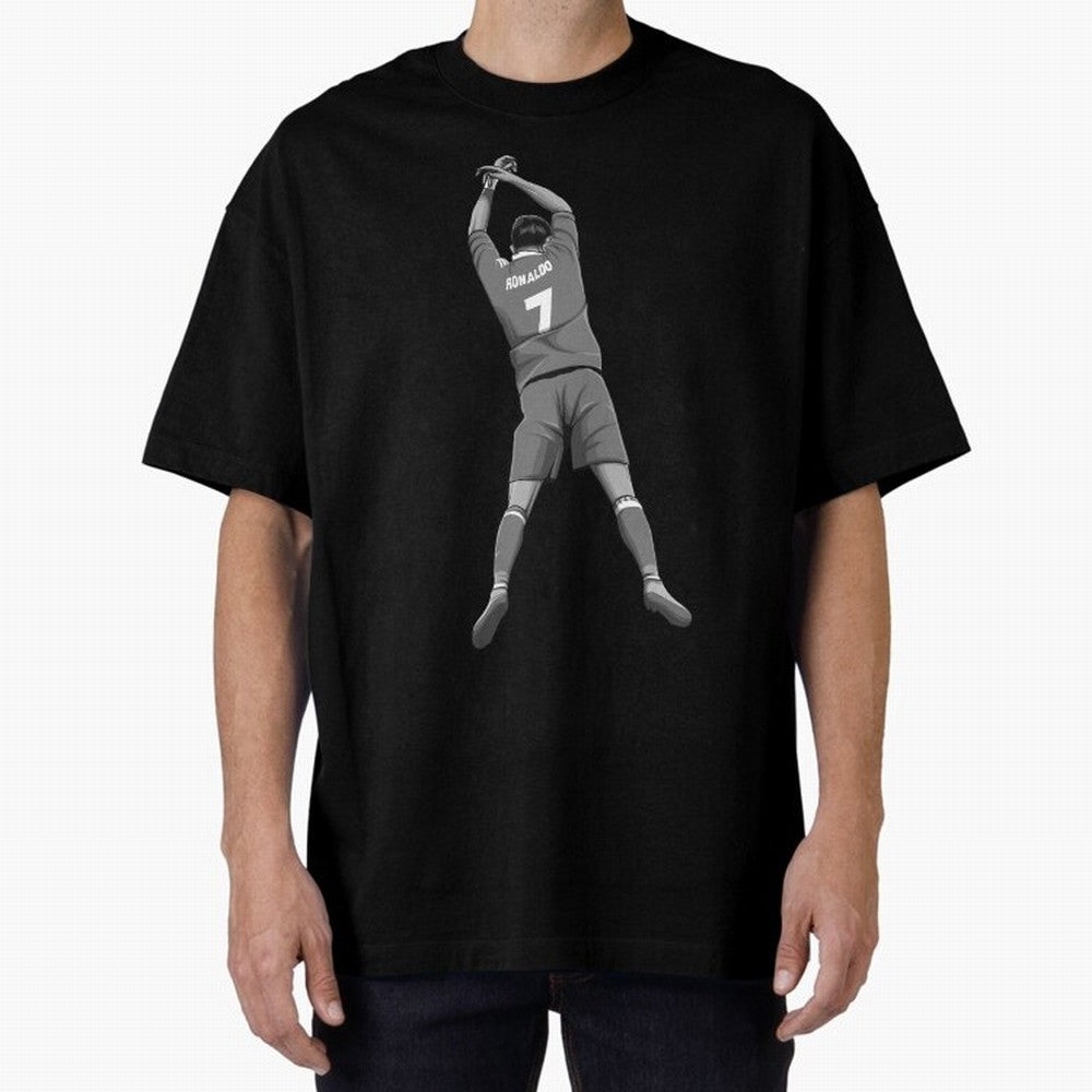 Cristiano Ronaldo Black and White Version Oversized T-Shirt Join Match Day Hype around FIFA World Cup 2026 USA Canada Mexico, Cristiano Ronaldo, Haaland and CR7, England, Championship Spirit, Famous Goals, Roaring Crowds and International Football