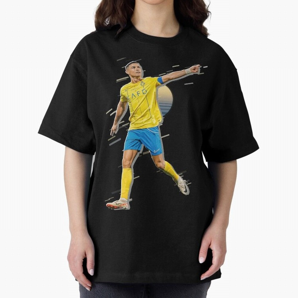 Ronaldo al nassr Oversized T-Shirt Unlock FIFA World Cup 2026 for Fans of Mbappe and Neymar and England, France and Netherlands, Bringing Retro Football Energy, Iconic Rivalries, Trophy Chase Drama and Stadium Atmosphere; Made for Collectors Who