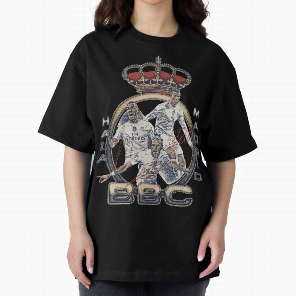BBC of Real Madrid Oversized T-Shirt Discover Match Day Hype around FIFA World Cup 2026 USA Canada Mexico, Neymar, Germany, Soccer Culture, Superstar Moments, National Team Dreams and Competitive Fire; Ideal for Passionate Fans Who Love Underdog