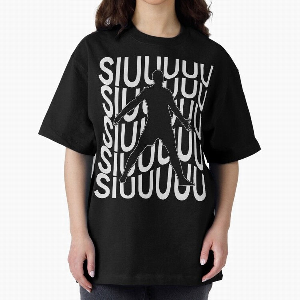 Siuuuuu Cute Soccer Present For Soccer Lovers Fan Kid's Boys Oversized T-Shirt Capture FIFA World Cup 2026 with Messi and Cristiano Ronaldo, Portugal, Spain and Germany Energy, Football History, Final Match Energy, Crowd Noise and Once in a