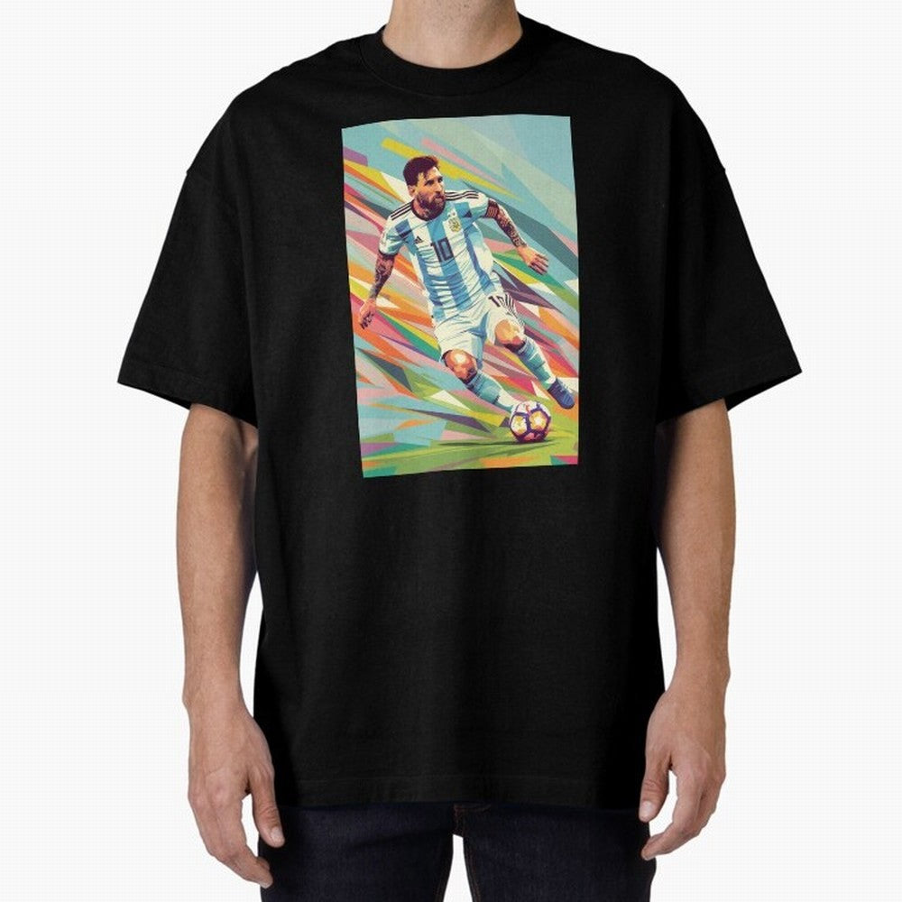Messi in action Graphic poster design Oversized T-Shirt Make Every Kick Count in the FIFA World Cup 2026 USA Canada Mexico Journey through Messi Highlights, England, France and Netherlands Pride, Global Supporter Spirit, Legendary Goals, National