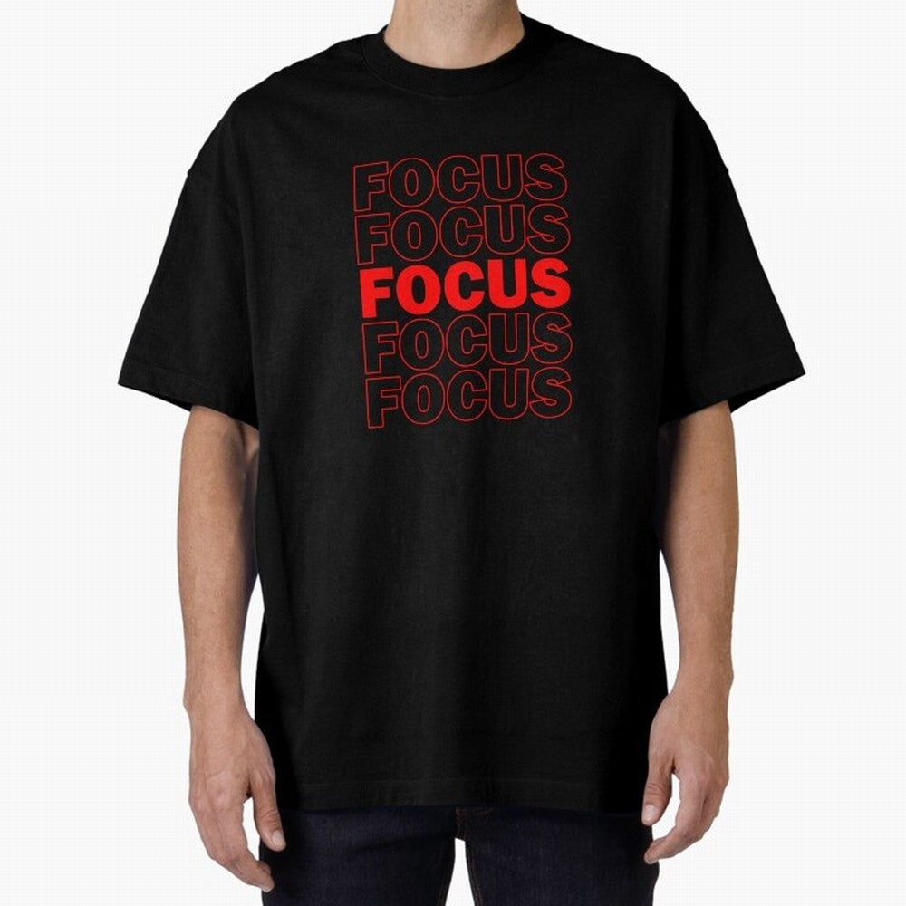 Focus Focus Focus (Red) Oversized T-Shirt Show Support during Global Football Passion for FIFA World Cup 2026 Group Stage, Driven by Messi, Neymar and Mbappe, Spain, Global Supporter Spirit, Legendary Goals, National Colors and Tournament