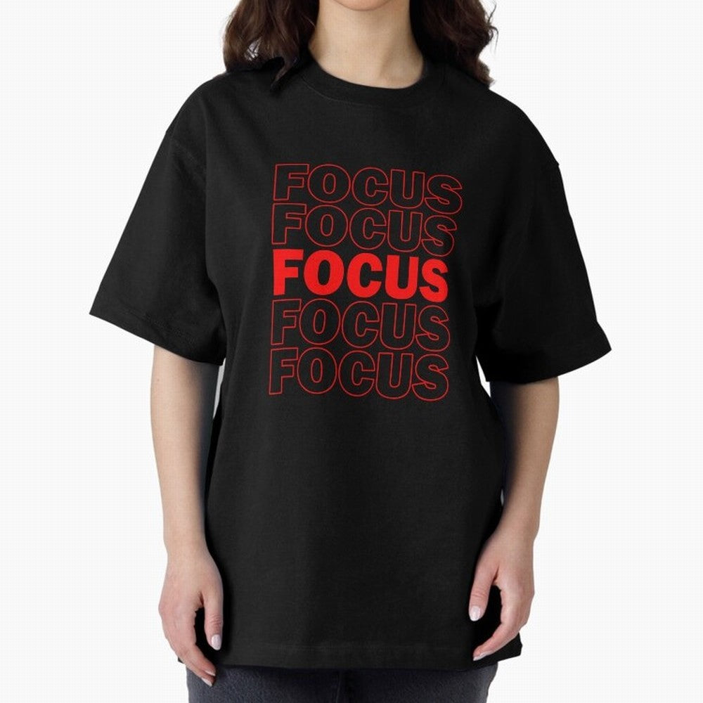 Focus Focus Focus (Red) Oversized T-Shirt Show Support during Global Football Passion for FIFA World Cup 2026 Group Stage, Driven by Messi, Neymar and Mbappe, Spain, Global Supporter Spirit, Legendary Goals, National Colors and Tournament