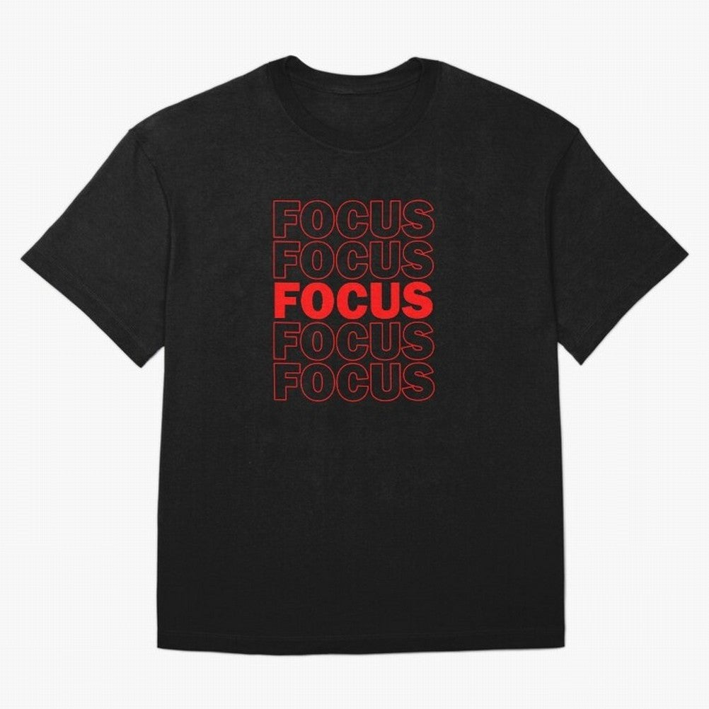 Focus Focus Focus (Red) Oversized T-Shirt Show Support during Global Football Passion for FIFA World Cup 2026 Group Stage, Driven by Messi, Neymar and Mbappe, Spain, Global Supporter Spirit, Legendary Goals, National Colors and Tournament