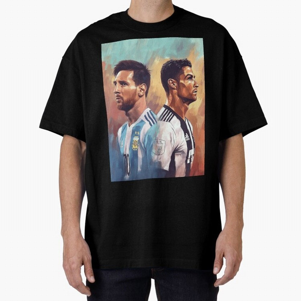 Lionel Messi and Cristiano Ronaldo Oversized T-Shirt Celebrate Rivalries and Pride in FIFA World Cup 2026 USA Canada Mexico for Fans of CR7 and Messi and Netherlands, Bringing Global Supporter Spirit, Legendary Goals, National Colors and Tournament