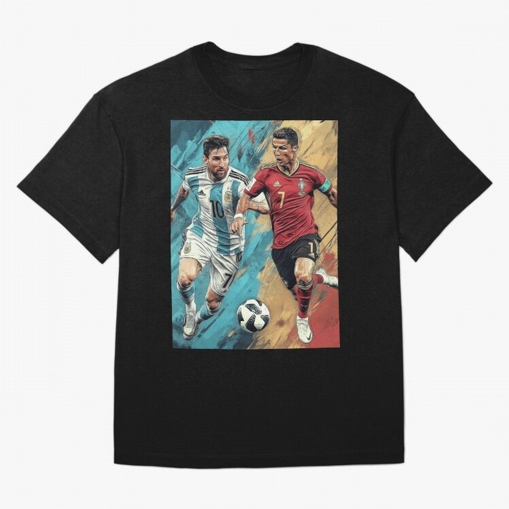 Lionel Messi and Cristiano Ronaldo Oversized T-Shirt Honor the Beautiful Game during FIFA World Cup 2026 for Fans of Cristiano Ronaldo and France and Portugal, Bringing Match Day Excitement, Supporter Culture, Golden Goals and Global Football