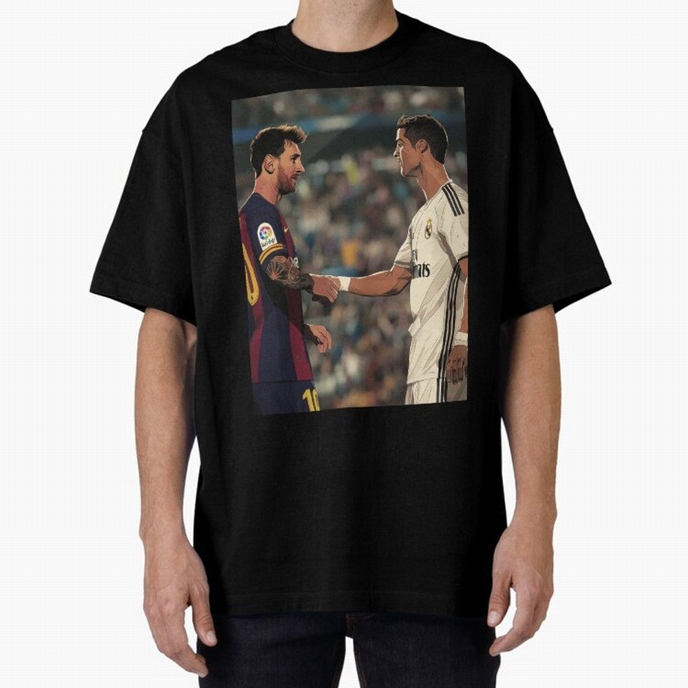 Lionel Messi and Cristiano Ronaldo Oversized T-Shirt Celebrate Supporters United by FIFA World Cup 2026 Group Stage Filled with CR7 and Messi, Spain and Netherlands Energy, Football Festival Excitement, Trophy Ambitions, Country Rivalries and Star