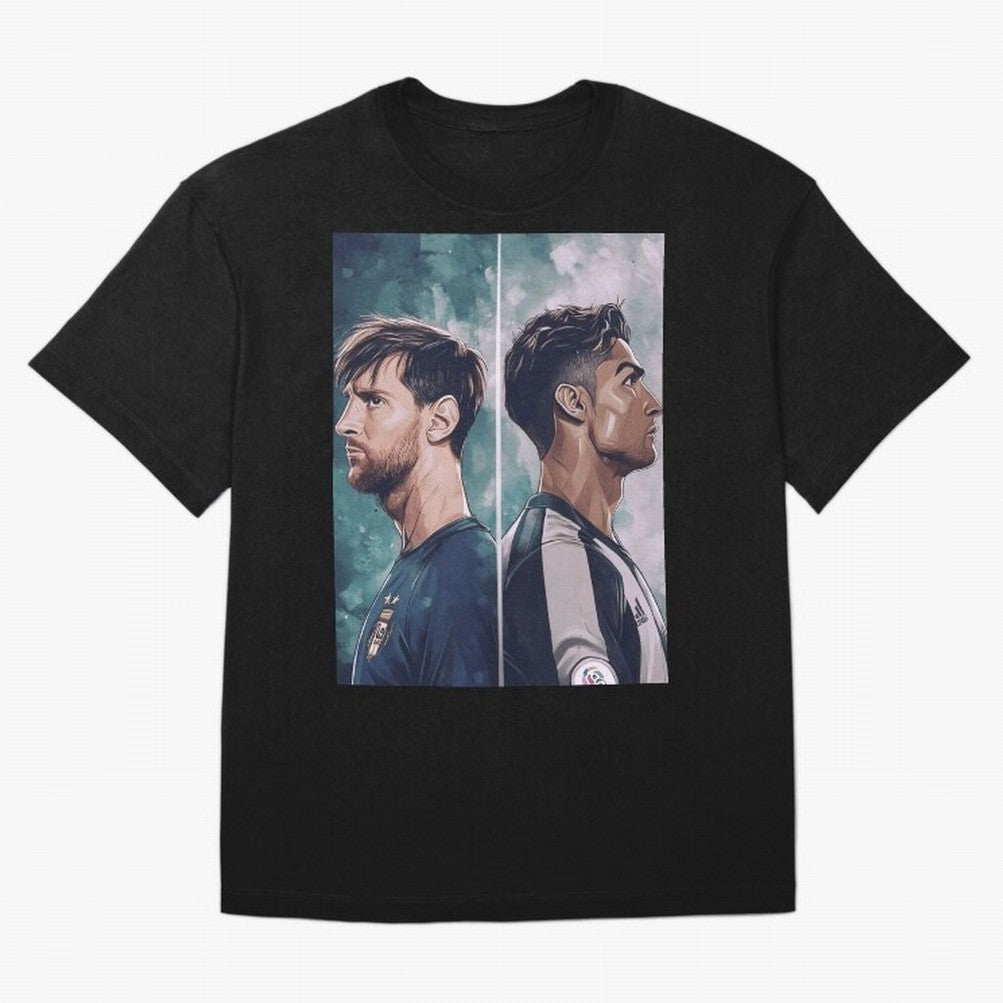 Lionel Messi and Cristiano Ronaldo Oversized T-Shirt Experience Global Football Passion for FIFA World Cup 2026 Group Stage, Built around Haaland and Mbappe, Portugal, Championship Spirit, Famous Goals, Roaring Crowds and International Football