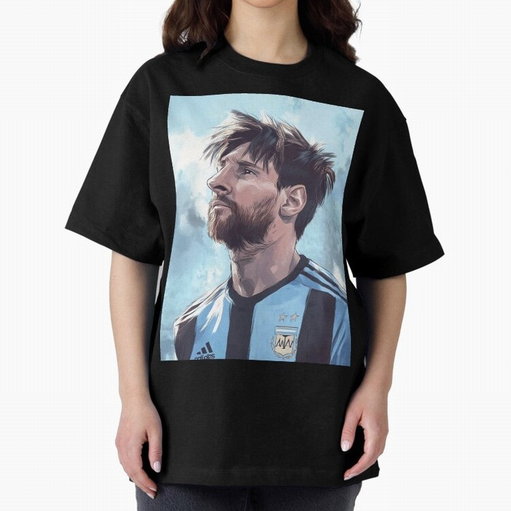 Lionel Messi Oversized T-Shirt Celebrate the Stars of Match Day Hype around FIFA World Cup 2026 Group Stage, Cristiano Ronaldo, Haaland and CR7, Netherlands, Stadium Memories, Football Loyalty, International Chants and Championship Tradition; Ideal