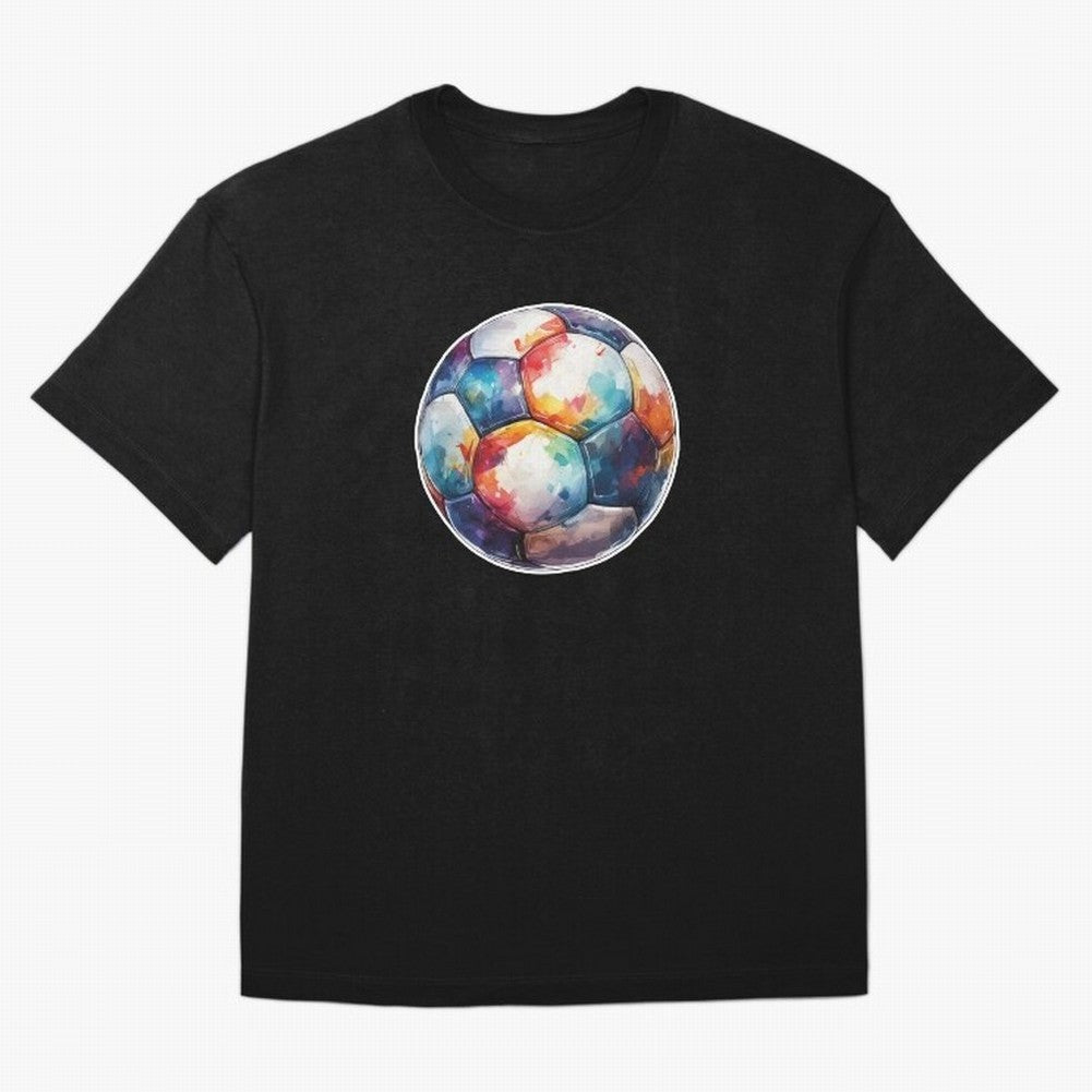 Football Soccer Ball Watercolor Illustration Drawing (Gray Blue BG) Oversized T-Shirt Show Love for Legendary Goals in FIFA World Cup 2026 USA Canada Mexico for Fans of Cristiano Ronaldo, Haaland and CR7 and Brazil, Portugal and Argentina, Bringing