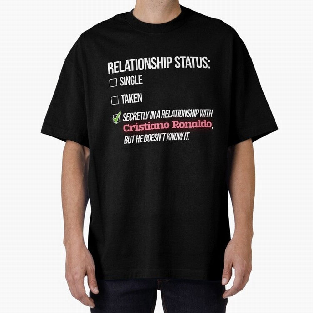 Relationship with Cristiano Ronaldo Oversized T-Shirt Show Championship Spirit for Global Football Passion for FIFA World Cup 2026 Group Stage, with Cristiano Ronaldo, Spain, Worldwide Fan Energy, Dramatic Goals, Stadium Lights and Championship