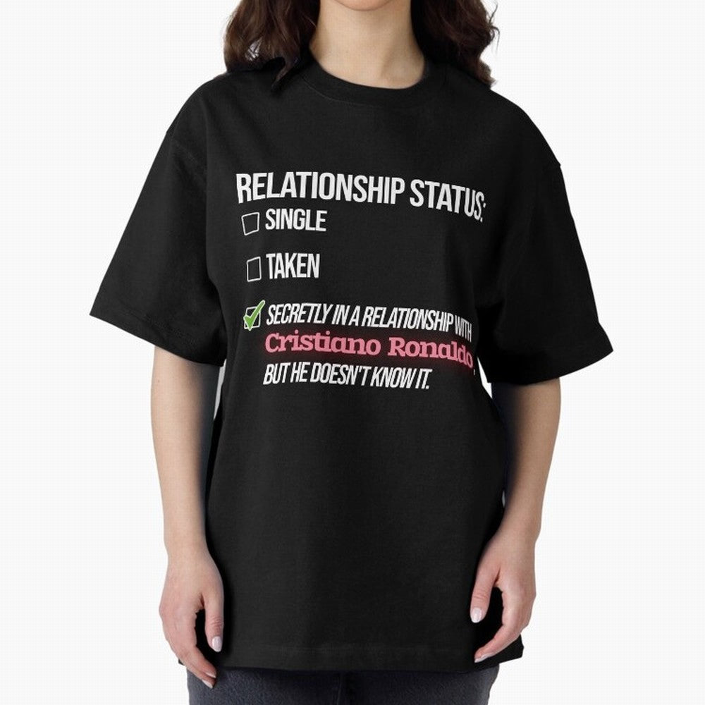 Relationship with Cristiano Ronaldo Oversized T-Shirt Show Championship Spirit for Global Football Passion for FIFA World Cup 2026 Group Stage, with Cristiano Ronaldo, Spain, Worldwide Fan Energy, Dramatic Goals, Stadium Lights and Championship