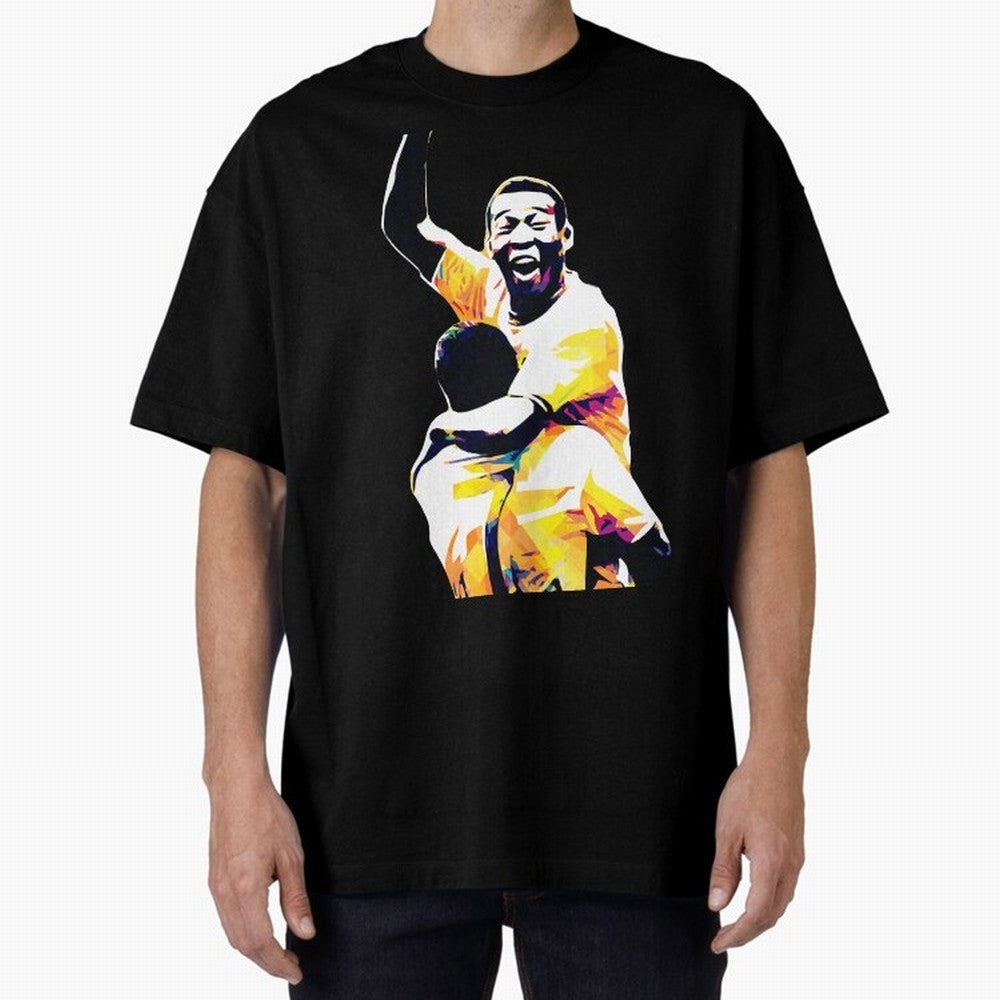 Pele Pop Art Oversized T-Shirt Remember Match Day Hype around FIFA World Cup 2026 Group Stage, Mbappe, Brazil, Vintage Soccer Flavor, Modern Football Stars, National Flags and Final Night Emotion; Ideal for Football Dads, Football Moms, Friends,