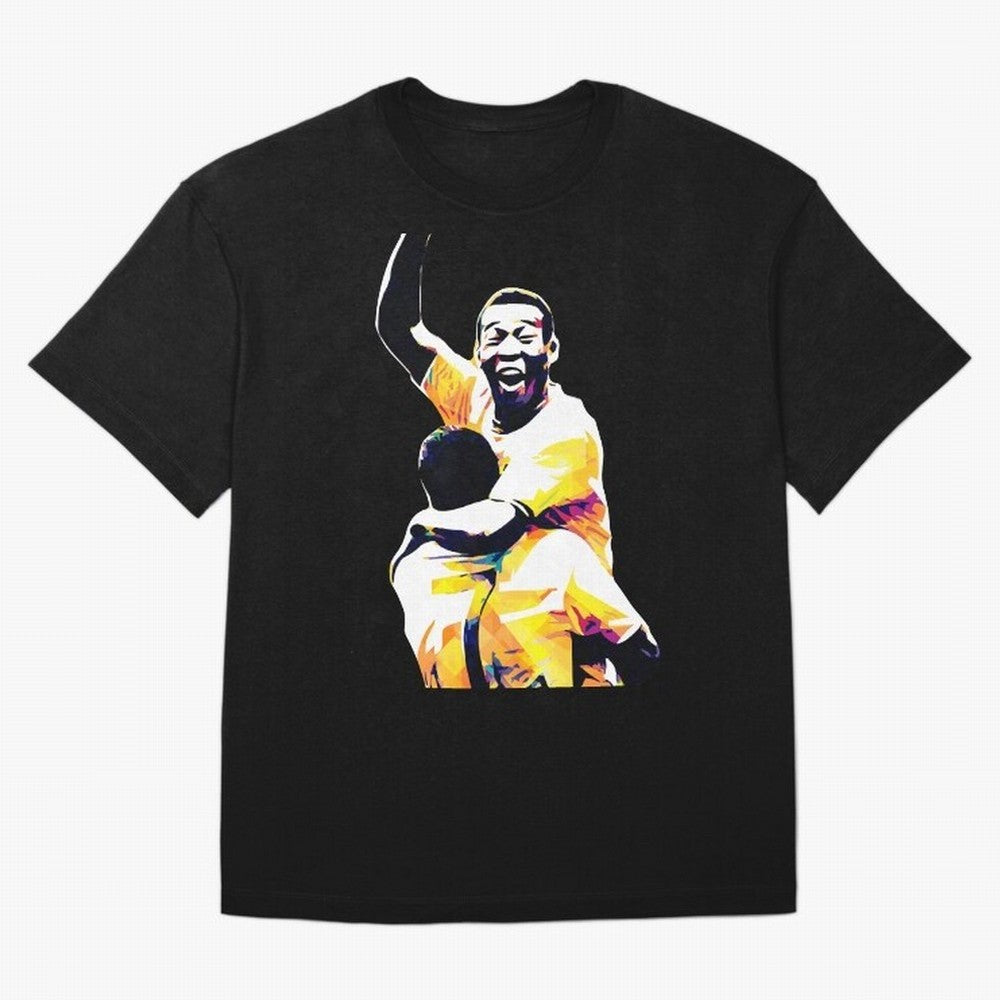 Pele Pop Art Oversized T-Shirt Remember Match Day Hype around FIFA World Cup 2026 Group Stage, Mbappe, Brazil, Vintage Soccer Flavor, Modern Football Stars, National Flags and Final Night Emotion; Ideal for Football Dads, Football Moms, Friends,