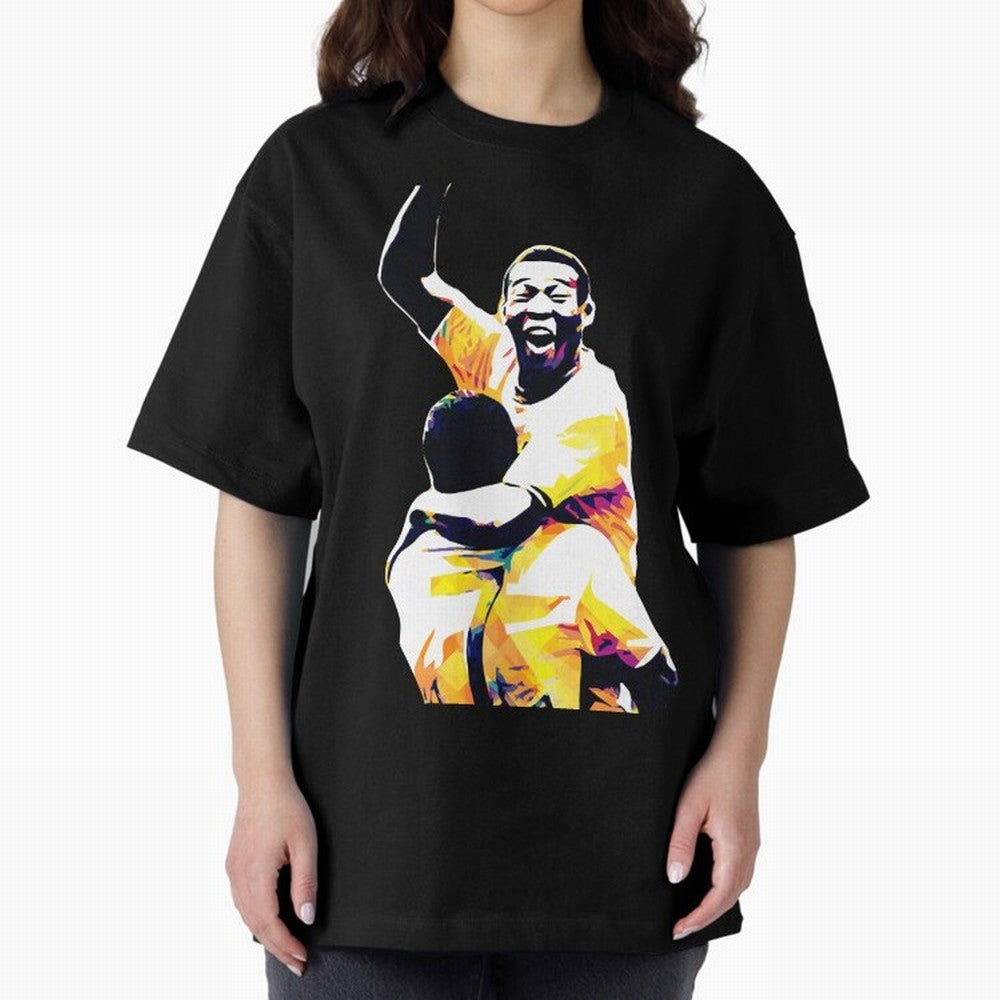Pele Pop Art Oversized T-Shirt Remember Match Day Hype around FIFA World Cup 2026 Group Stage, Mbappe, Brazil, Vintage Soccer Flavor, Modern Football Stars, National Flags and Final Night Emotion; Ideal for Football Dads, Football Moms, Friends,
