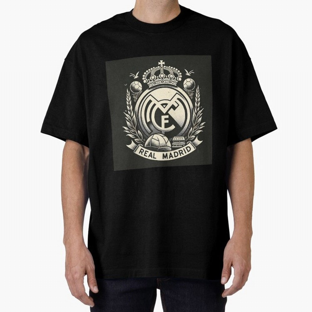 VIntage Style Real Madrid Logo Oversized T-Shirt Represent Football Lovers during FIFA World Cup 2026 for Fans of CR7 and Netherlands, Bringing Fan Favorite Moments, National Team Passion, Big Match Drama and Soccer History; Made for Collectors Who