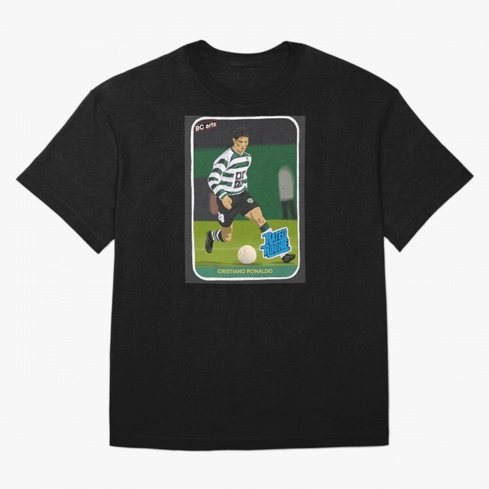 Sporting Lisbon Cristiano Ronaldo Rookie Card Artwork Oversized T-Shirt Bring Stadium Energy to FIFA World Cup 2026 with Haaland, Portugal, Spain and Germany Energy, Goal Celebration Energy, Supporter Heritage, Football Icons and Worldwide