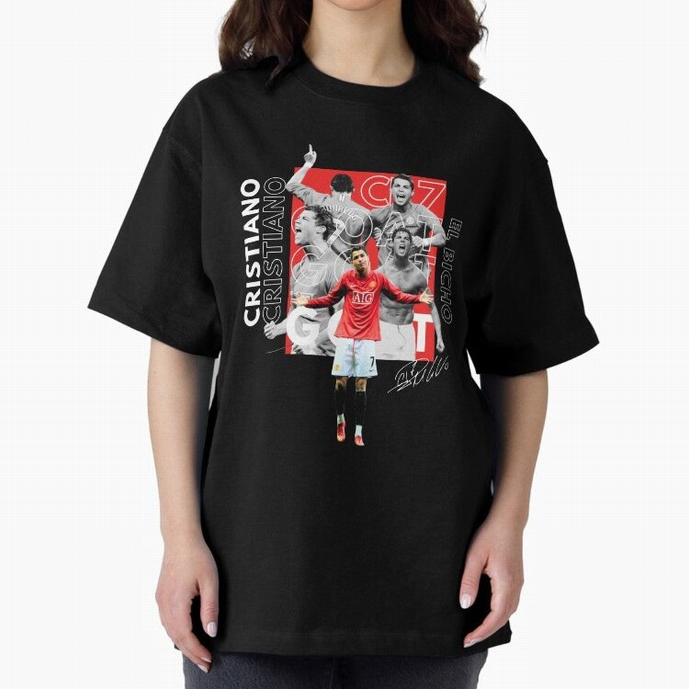 Cristiano Ronaldo CR7 Oversized T-Shirt Show Your Love for Match Day Hype around FIFA World Cup 2026 Group Stage, Haaland, Brazil, Portugal and Argentina, Championship Spirit, Famous Goals, Roaring Crowds and International Football Unity; Perfect