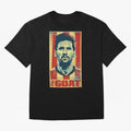 Messi The GOAT Graphic poster design Oversized T-Shirt Support Iconic Players in Global Football Passion for FIFA World Cup 2026 USA Canada Mexico, with CR7, Brazil, Portugal and Argentina, Stadium Chants, National Pride, Trophy Dreams and