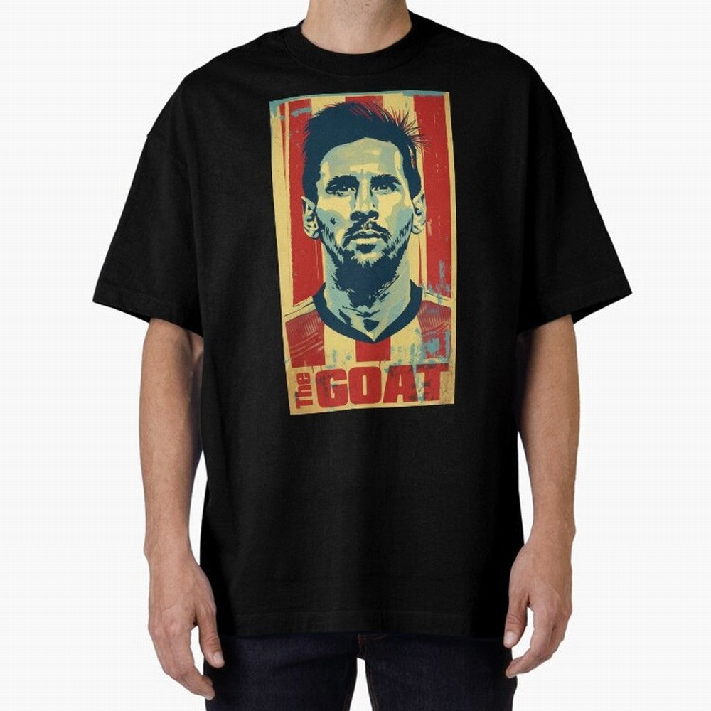 Messi The GOAT Graphic poster design Oversized T-Shirt Support Iconic Players in Global Football Passion for FIFA World Cup 2026 USA Canada Mexico, with CR7, Brazil, Portugal and Argentina, Stadium Chants, National Pride, Trophy Dreams and