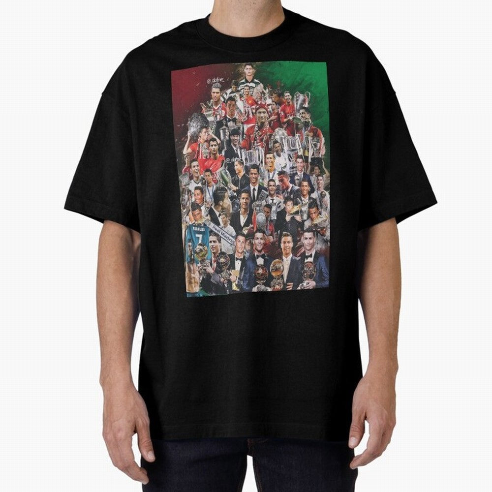 Cristiano Ronaldo (5th Ballon D'Or) Oversized T-Shirt Get Ready for FIFA World Cup 2026 Group Stage for Fans of Mbappe and Portugal, Bringing Football History, Final Match Energy, Crowd Noise and Once in a Lifetime Moments; Great for Supporters Who