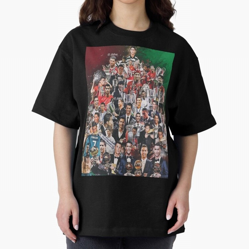Cristiano Ronaldo (5th Ballon D'Or) Oversized T-Shirt Get Ready for FIFA World Cup 2026 Group Stage for Fans of Mbappe and Portugal, Bringing Football History, Final Match Energy, Crowd Noise and Once in a Lifetime Moments; Great for Supporters Who