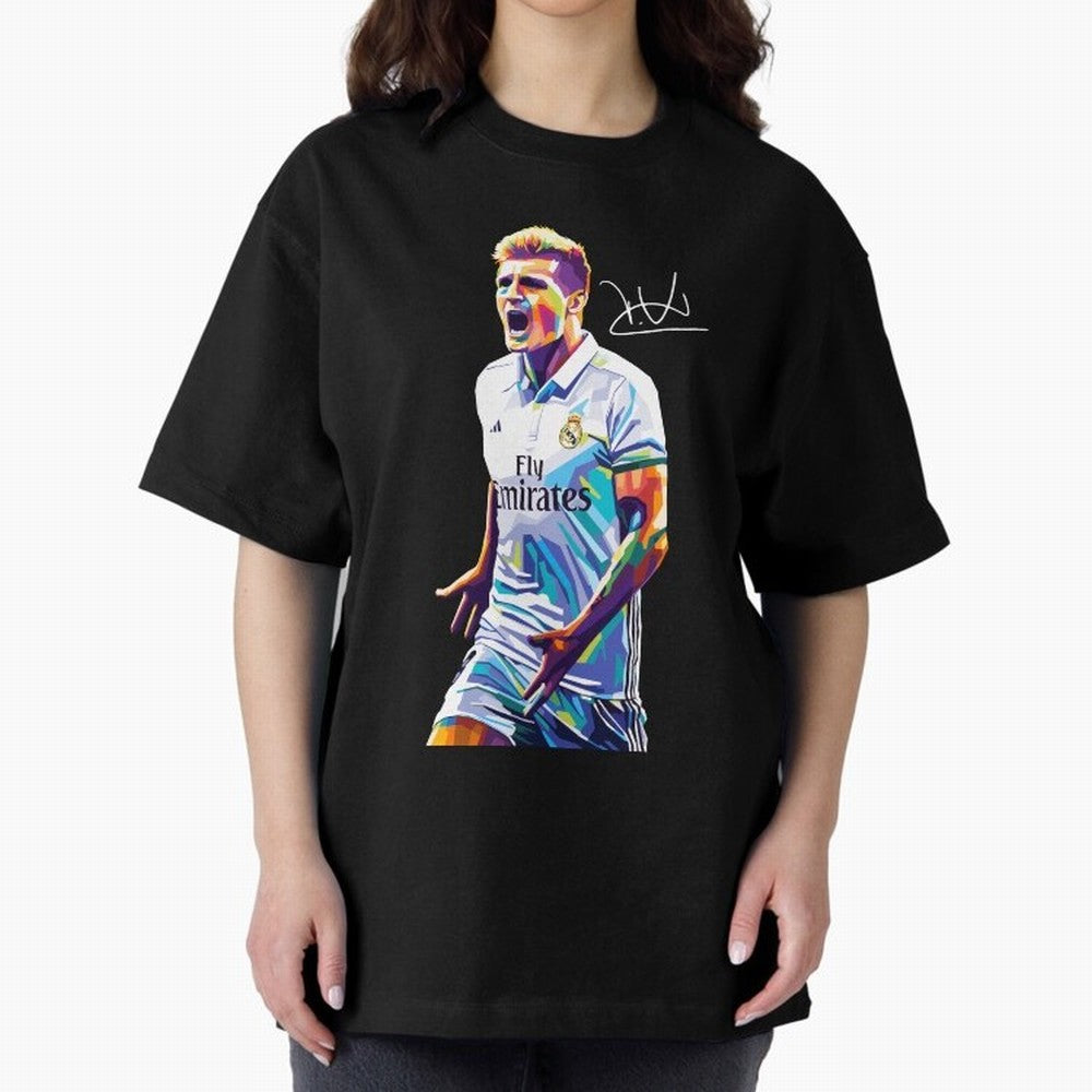Kroos Footballer Wpap Art Oversized T-Shirt Show Your Love for FIFA World Cup 2026 USA Canada Mexico for Fans of Messi and Cristiano Ronaldo and Germany, Bringing Sports Nostalgia, International Competition, Famous Players and Unforgettable