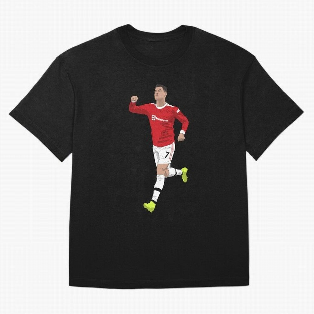 Cristiano Ronaldo Right Here Goal Celebration Oversized T-Shirt Honor the Beautiful Game during Global Football Passion for FIFA World Cup 2026 Group Stage, Made for Mbappe, Portugal, Spain and Germany, Vintage Soccer Flavor, Modern Football Stars,