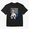 Commic Caricature of Cristiano Ronaldino 'CR7' Oversized T-Shirt Show Love for Legendary Goals in FIFA World Cup 2026 Group Stage Spirit, Capturing England, France and Netherlands, Haaland and Mbappe, Retro Football Energy, Iconic Rivalries, Trophy