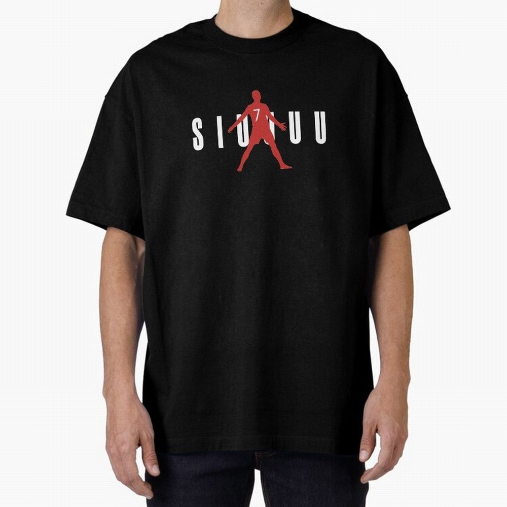 Cristiano Ronaldo Manchester United Siuuuu Oversized T-Shirt Show Match Day Excitement for FIFA World Cup 2026 Group Stage for Fans of Messi, CR7 and Mbappe and Brazil, Bringing Football Festival Excitement, Trophy Ambitions, Country Rivalries and
