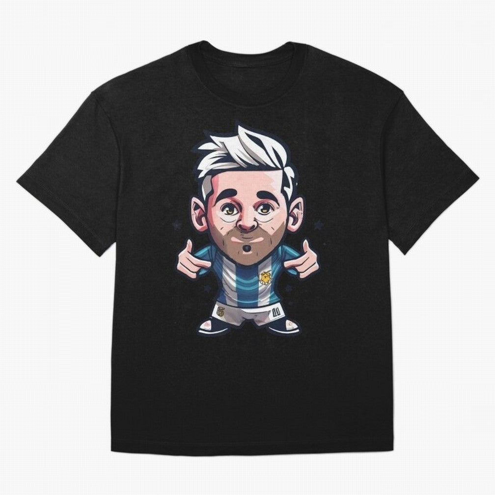 Lionel Messi Oversized T-Shirt Stand with Match Day Hype around FIFA World Cup 2026 Group Stage, Neymar, Haaland and Cristiano Ronaldo, France and Portugal, Match Day Excitement, Supporter Culture, Golden Goals and Global Football Passion; Built