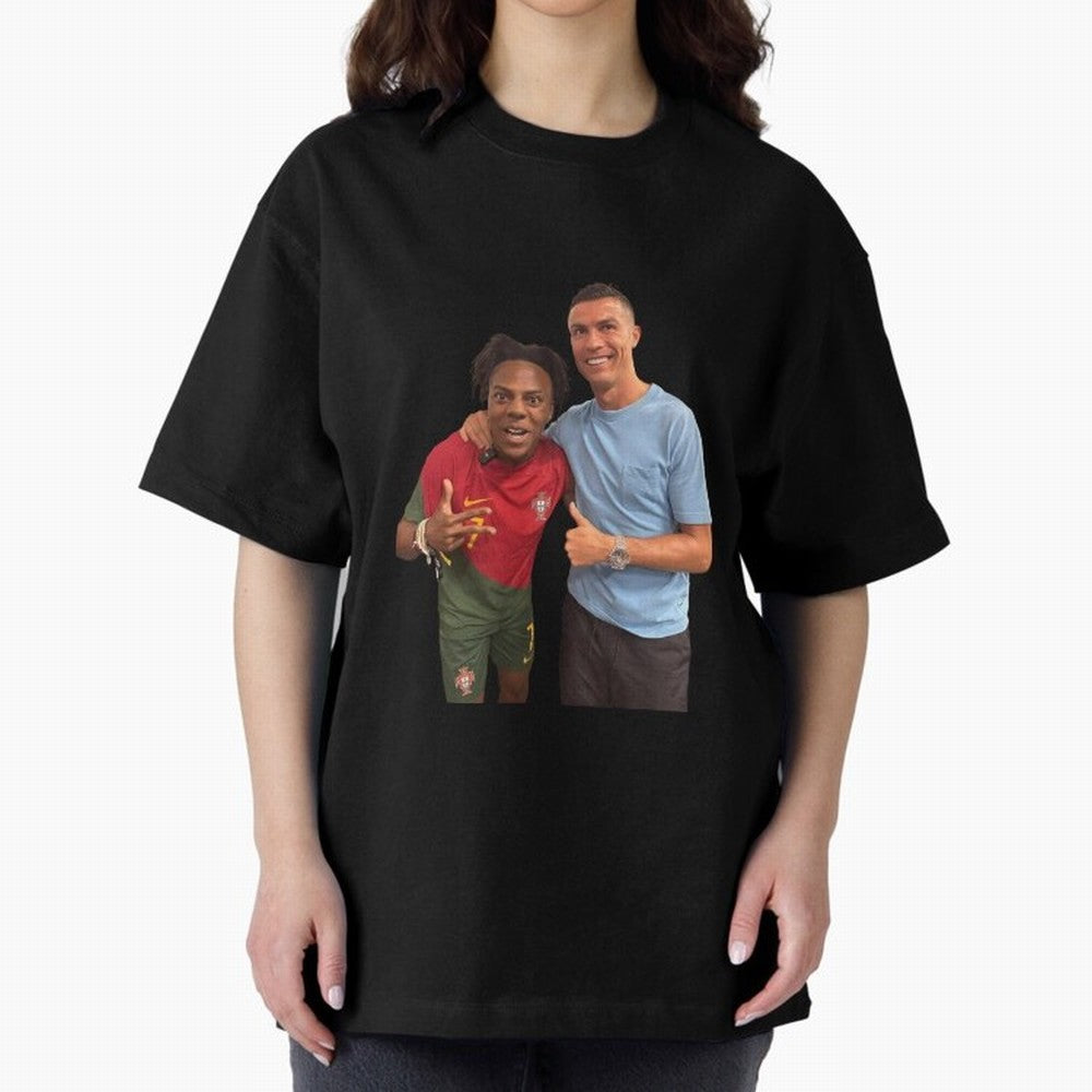ISHOWSPEED MET RONALDO Oversized T-Shirt Elevate the FIFA World Cup 2026 USA Canada Mexico Journey through Cristiano Ronaldo Highlights, Brazil, Portugal and Argentina Pride, Vintage Soccer Flavor, Modern Football Stars, National Flags and Final