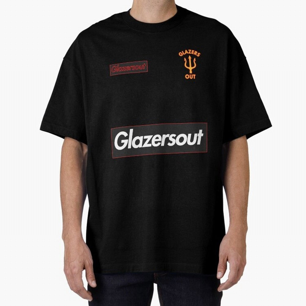GlazersOut Red Manchester Kit V-Neck Oversized T-Shirt Carry the Colors and Pride of Global Football Passion for FIFA World Cup 2026 USA Canada Mexico, Centered on Haaland, Germany, Football Festival Excitement, Trophy Ambitions, Country Rivalries