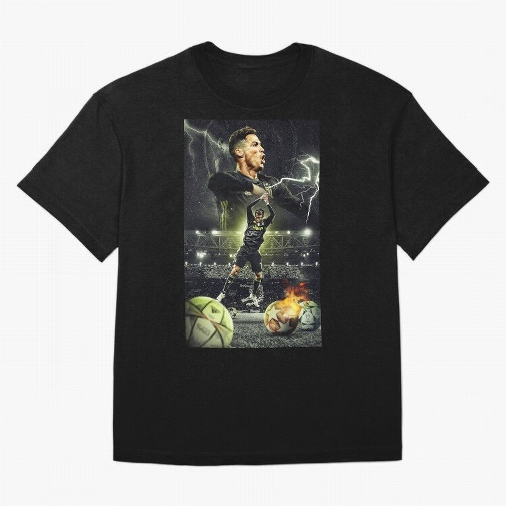 Ronaldo Illustration Oversized T-Shirt Bring Global Football Passion for FIFA World Cup 2026 USA Canada Mexico, Connected to CR7, Argentina and Brazil, Stadium Memories, Football Loyalty, International Chants and Championship Tradition; Ideal for