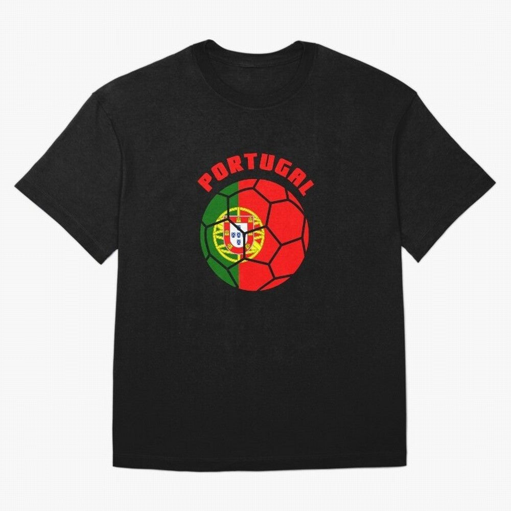 Portugal Football Soccer Ball Oversized T-Shirt Stand Proud for Global Football Passion for FIFA World Cup 2026 Group Stage, Highlighting Messi, CR7 and Mbappe, Brazil, Classic Soccer Heritage, Championship Pressure, Fan Loyalty and International