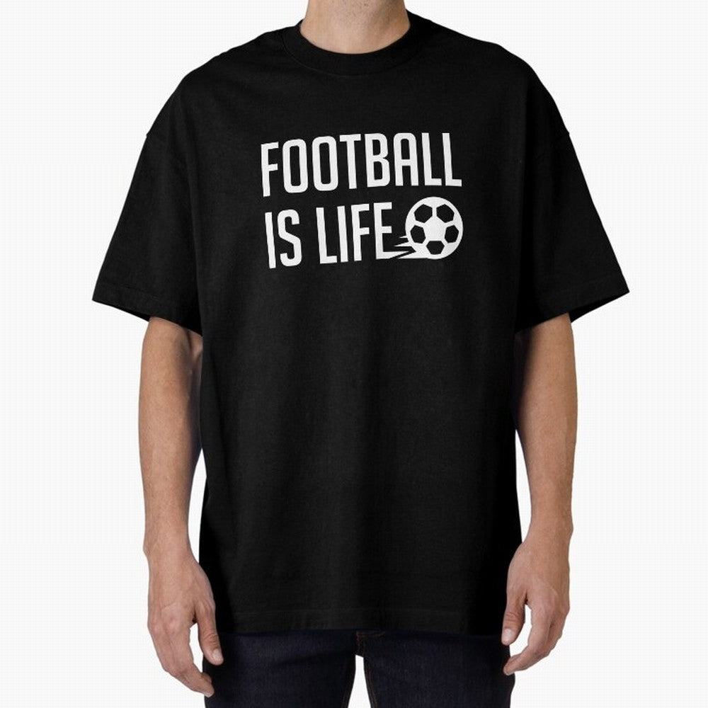 Football Is Life (Blue BG) Oversized T-Shirt Fuel the Hype around FIFA World Cup 2026 USA Canada Mexico Connected to CR7 and Messi, Germany Energy, Worldwide Fan Energy, Dramatic Goals, Stadium Lights and Championship Celebrations; Perfect for