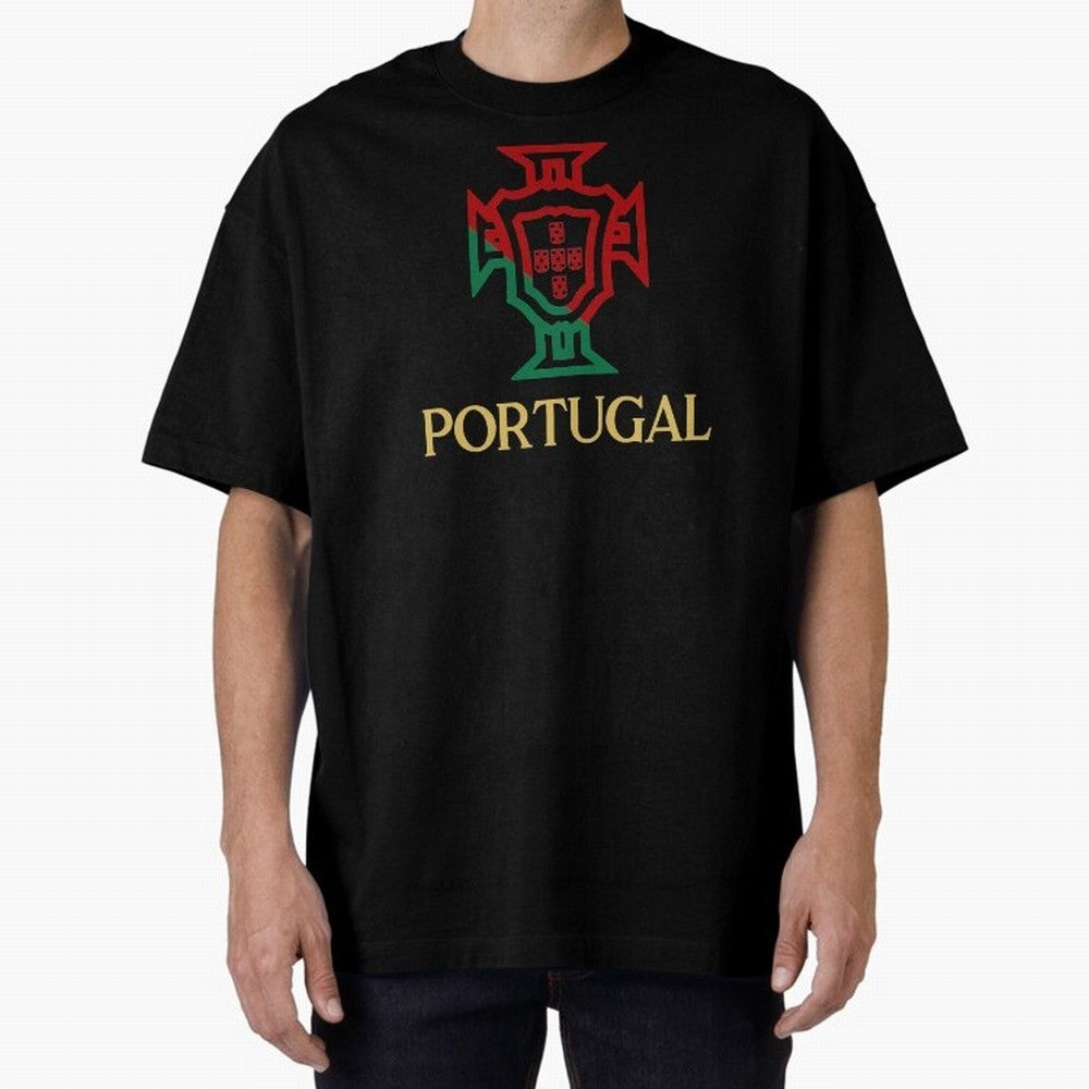 Portugal Tuga D Gold Oversized T-Shirt Remember Global Football Passion for FIFA World Cup 2026 Group Stage, Centered on Messi and Cristiano Ronaldo, Germany, Championship Spirit, Famous Goals, Roaring Crowds and International Football Unity; Ideal