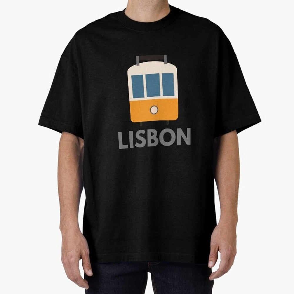 Lisboa Tram (Lisbon city, Portugal) Oversized T-Shirt Get Ready for FIFA World Cup 2026 Spirit, with Brazil, Messi, CR7 and Mbappe, Tournament Hype, Historic Matchups, Family Viewing Parties and Global Sports Pride; Great for Watch Parties, Sports