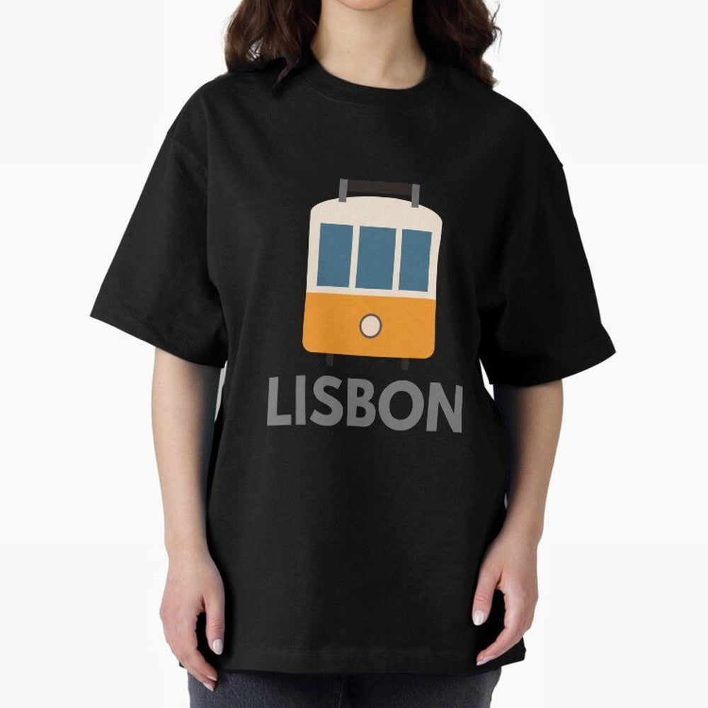 Lisboa Tram (Lisbon city, Portugal) Oversized T-Shirt Get Ready for FIFA World Cup 2026 Spirit, with Brazil, Messi, CR7 and Mbappe, Tournament Hype, Historic Matchups, Family Viewing Parties and Global Sports Pride; Great for Watch Parties, Sports