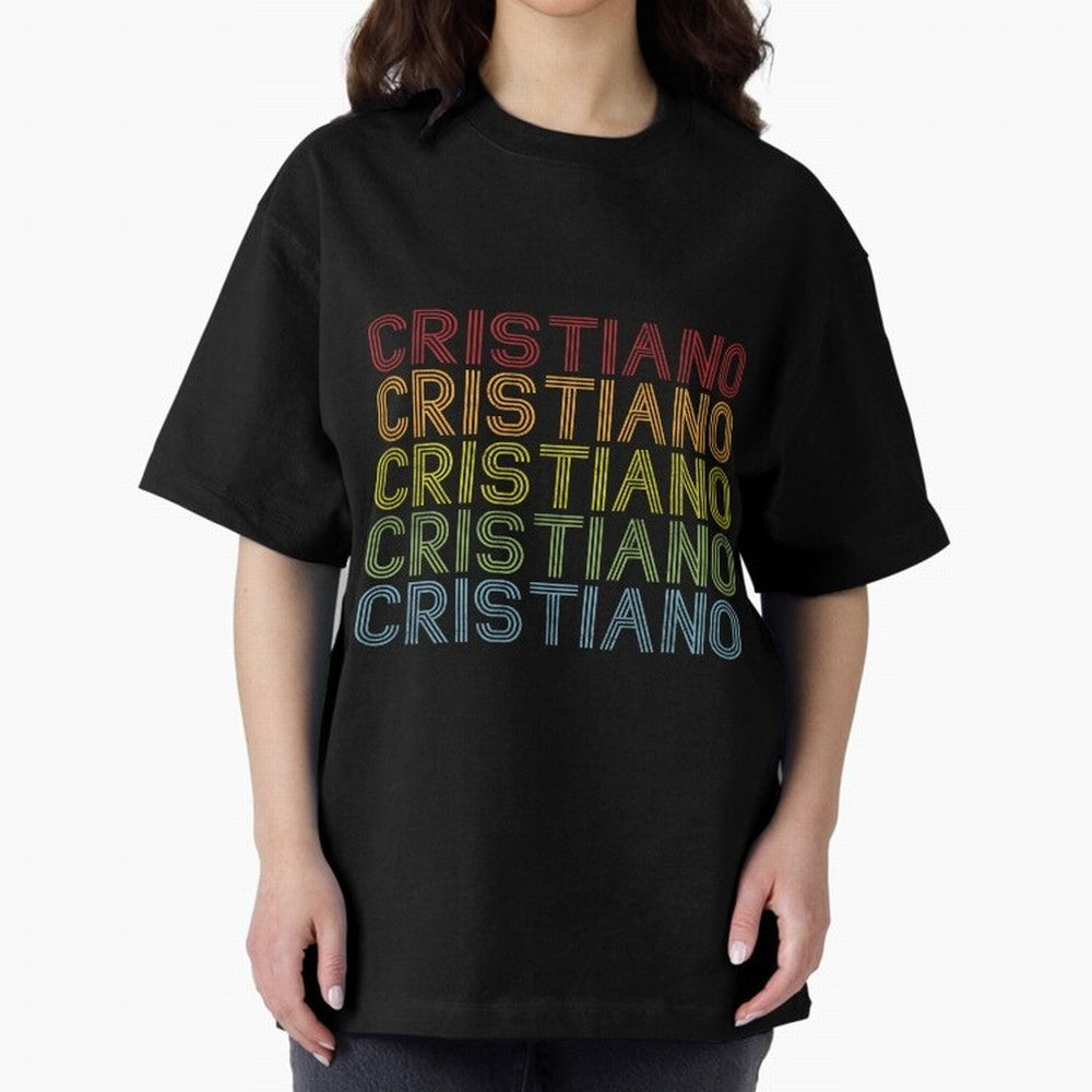 Cristiano Name T Shirt - Cristiano Vintage Retro Cristiano Name Gift Item Tee Oversized T-Shirt Follow Every Goal of Match Day Hype around FIFA World Cup 2026 USA Canada Mexico, Mbappe, Portugal, Worldwide Fan Energy, Dramatic Goals, Stadium Lights